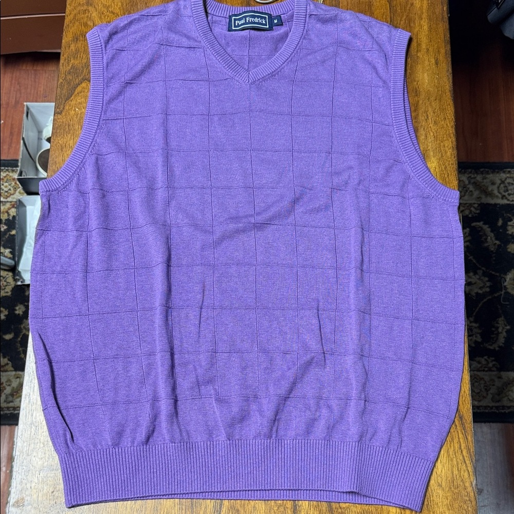 Paul Fredrick V-Neck Sweater Vest in Rich Purple
